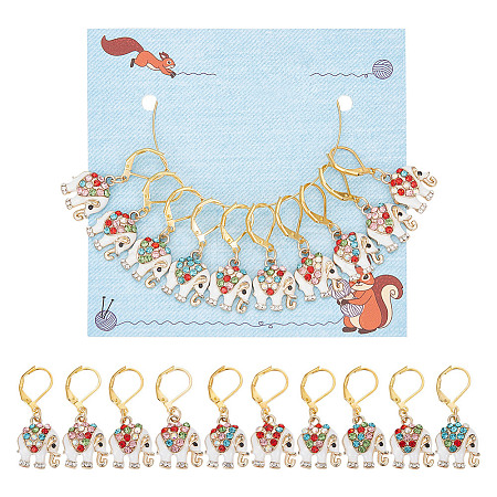 10Pcs Alloy Rhinestone Pendant Stitch Markers HJEW-NB00049-1