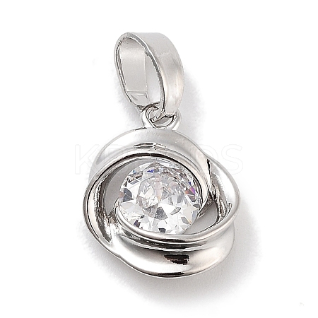 Brass Micro Pave Clear Cubic Zirconia Pendants ZIRC-L104-011P-1