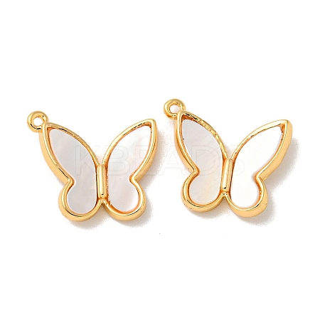 Brass Pave Shell Butterfly Charms KK-K378-30G-1