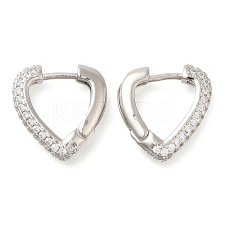 Rack Plating Heart Brass Pave Clear Cubic Zirconia Hoop Earrings EJEW-I310-09P-1