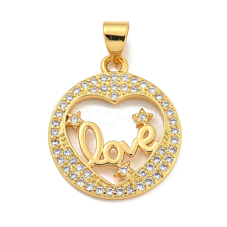 Rack Plating Brass Micro Pave Cubic Zirconia Pendants KK-B091-50E-G-1
