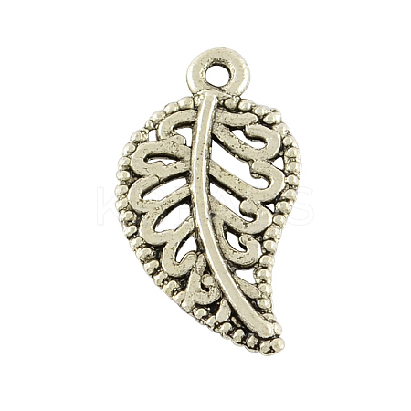Tibetan Style Alloy Leaf Pendants TIBEP-A2879-AS-NR-1