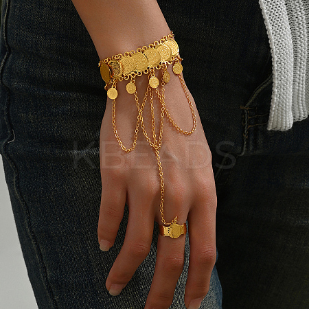 Brass Coin Charm Bracelet with Chains CE3750-1