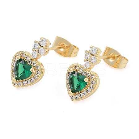 Brass Micro Pave Clear Cubic Zirconia Studs Earring for Women EJEW-S225-16G-1