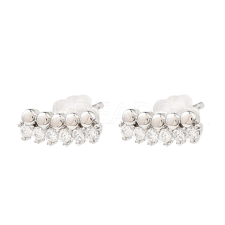 Brass Micro Pave Cubic Zirconia Stud Earrings EJEW-L270-23P-1