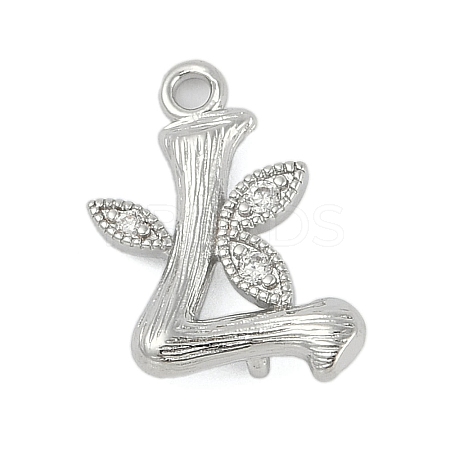 Brass Crystal Rhinestone Letter Links Connector Charms KK-S395-06P-L-1