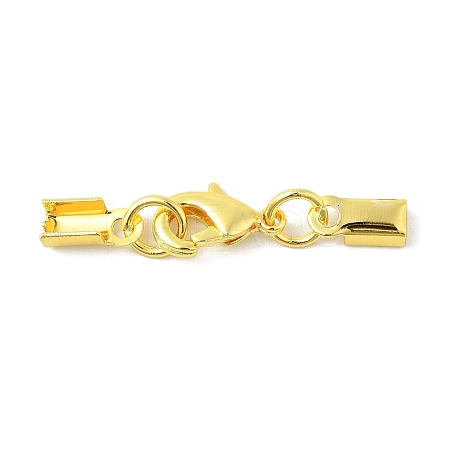 Rack Plating Brass Lobster Claw Clasps with Clip Ends KK-E719-60G-1