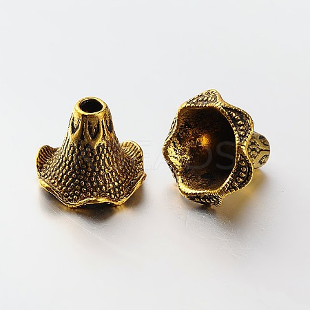 6-Petal Tibetan Style Alloy Bead Caps X-PALLOY-N0113-05AG-1