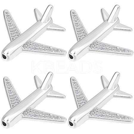 8Pcs Brass Micro Pave Cubic Zirconia Airliner Beads ZIRC-BBC0003-54P-1