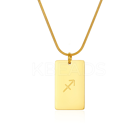 Stylish Stainless Steel 12 Zodiac Rectangle Pendant Necklaces for women GA2858-6-1