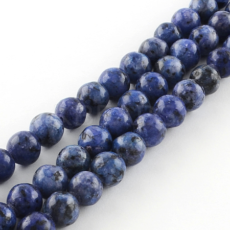 Dyed Natural Sesame Jasper Round Beads Strands G-R342-8mm-12-1