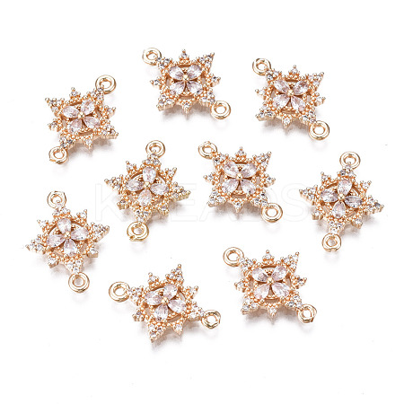 Brass Micro Pave Clear Cubic Zirconia Links Connectors KK-S359-146-RS-1