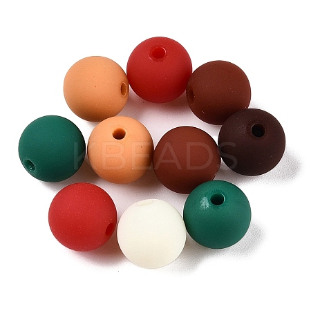 Rubberized Style Imitated Silicone Acrylic Beads MACR-T048-01C-01-1