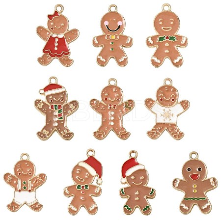 10Pcs 10 Styles Christmas Theme Alloy Enamel Pendants ENAM-FS0003-79-1