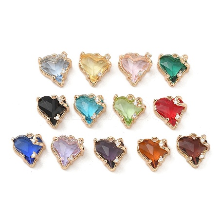 Brass Micro Pave Cubic Zirconia with Glass Charms KK-G517-11G-1