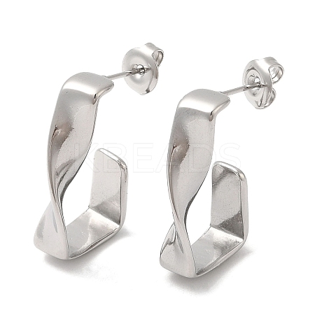 Non-Tarnish 304 Stainless Steel Twist Rectangle Stud Earrings EJEW-Z022-30P-1