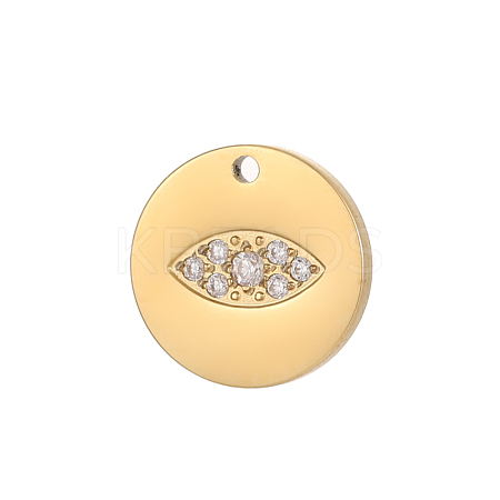 304 Stainless Steel Micro Pave Cubic Zirconia Pendants STAS-OY008-69G-1