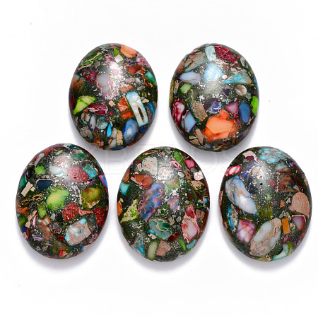 Synthetic Gold Line Imperial Jasper Cabochons G-R457-02D-1