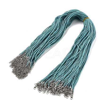 2MM Braided Round Polycotton Cord Necklace Making with Alloy Lobster Claws Clasps and Iron End Chains NJEW-Q031-01C-1