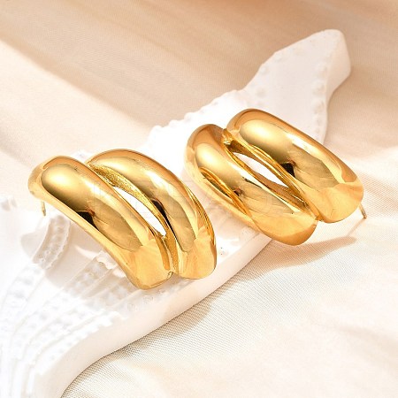 Ion Plating(IP) 304 Stainless Steel Stud Earrings LS-EJEW-G395-01G-1