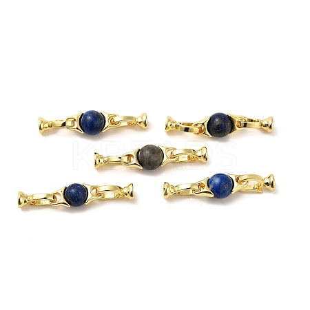 Natural Dyed Lapis Lazuli with Brass Fold Over Clasps G-G141-03G-18-1