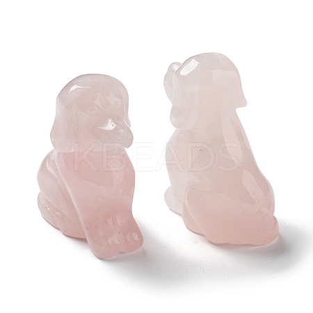 Natural Rose Quartz Carved Healing Dog Figurines DJEW-F025-01E-1
