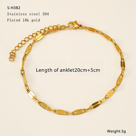 304 Stainless Steel Dapped Chain Anklets FS-WG7E8C4-07-1