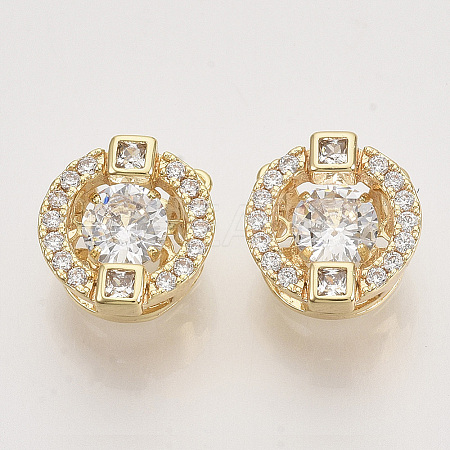 Brass Micro Pave Clear Cubic Zirconia Charms ZIRC-T011-15G-NF-1
