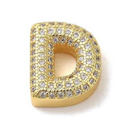 Brass Micro Pave Clear Cubic Zirconia Charms ZIRC-C009-01G-D-1