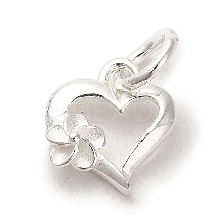 925 Sterling Silver Heart with Flower Charms STER-K180-10S-1