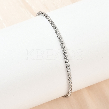 304 Stainless Steel Wheat Chain Bracelets for Unisex BJEW-K282-01B-P-1