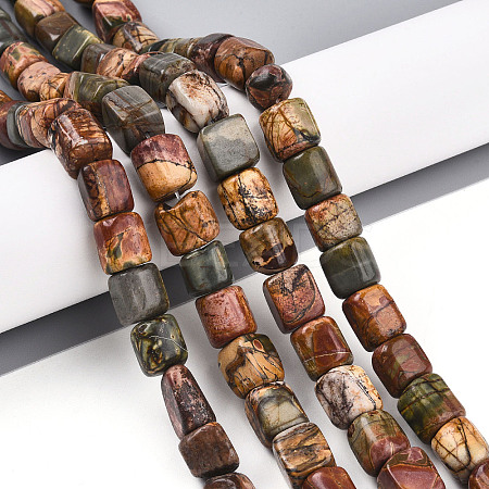 Natural Polychrome Jasper/Picasso Stone/Picasso Jasper Beads Strands G-T140-60A-1