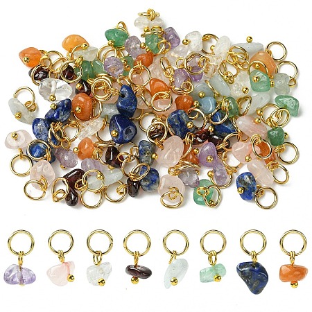 80Pcs 8 Styles Natural Gemstone Pendants PALLOY-YW00074-1