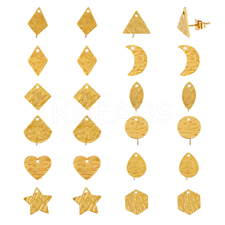 24Pcs 12 Style 304 Stainless Steel Stud Earring Findings STAS-FH0001-76-1