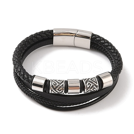 Braided Microfiber Leather Multi-strand Bracelets BJEW-B096-07C-1