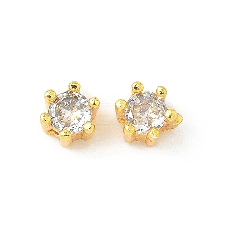 Brass Micro Pave Cubic Zirconia Beads KK-D386-09G-03-1