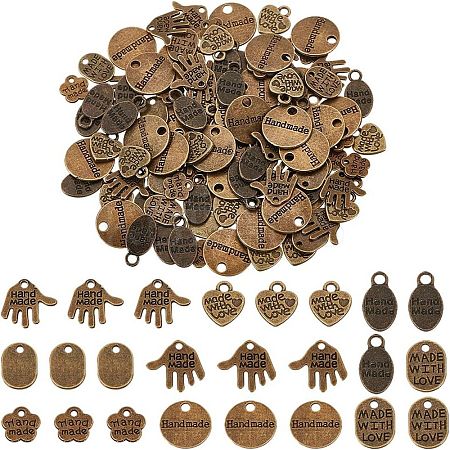 180Pcs 6 Styles Tibetan Style Alloy Pendants TIBEP-AR0001-13-1