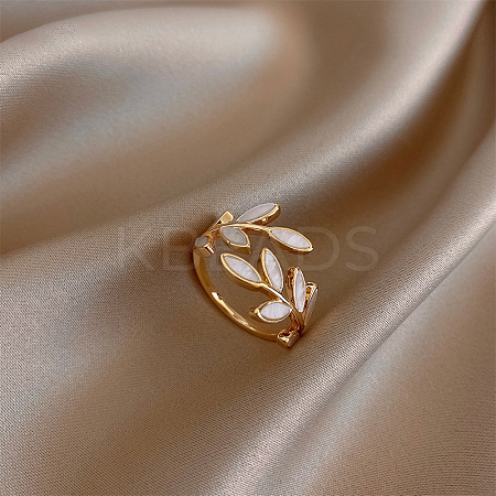 Leaf Alloy Enamel Cuff Rings FS-WG02ED7-01-1