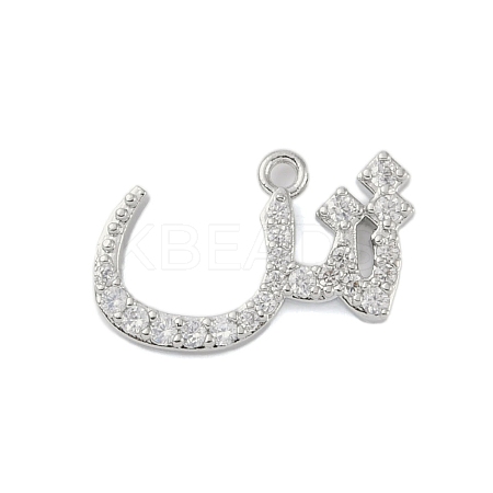 Rack Plating Brass Micro Pave Clear Cubic Zirconia Pendants KK-A224-03B-P-1