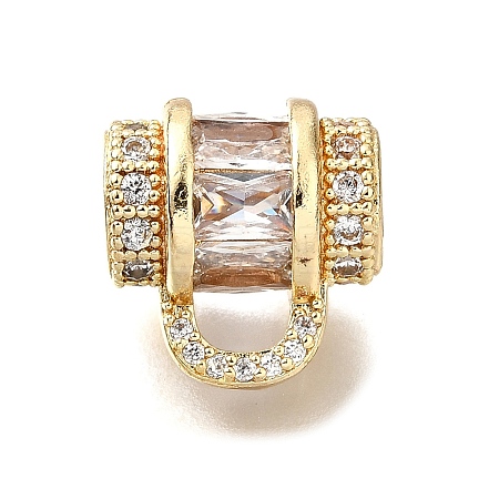 Handbag Brass Micro Pave Cubic Zirconia Beads KK-L230-13G-1