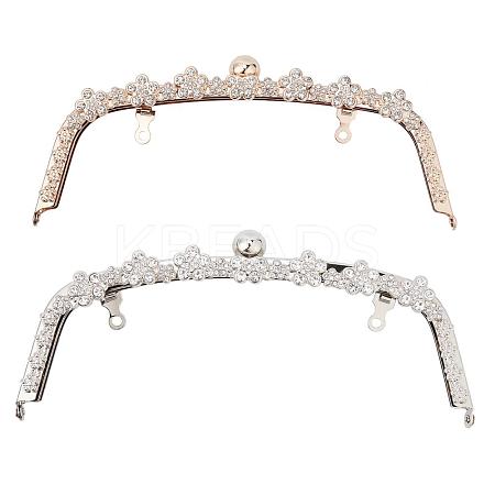 2 Sets 2 Colors Iron with Glass Rhinestone Purse Frame Handle FIND-WR0001-14-1