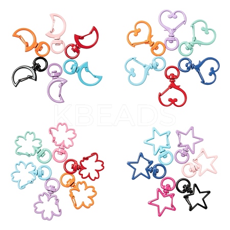 40Pcs 4 Style Spray Painted Alloy Swivel Snap Hooks Clasps FIND-LS0001-52-1