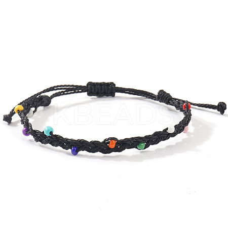 Glass Beads Braided Bead Bracelets TN6908-11-1