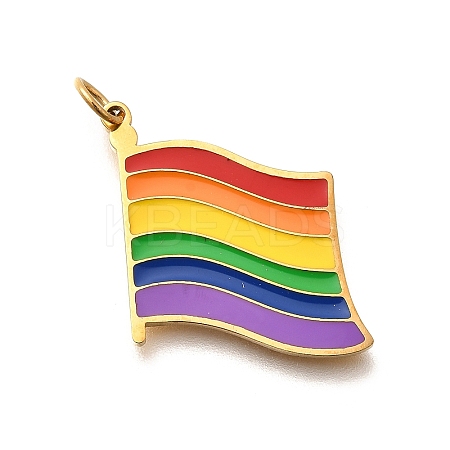 Pride 304 Stainless Steel Enamel Pendants STAS-B079-01G-09-1