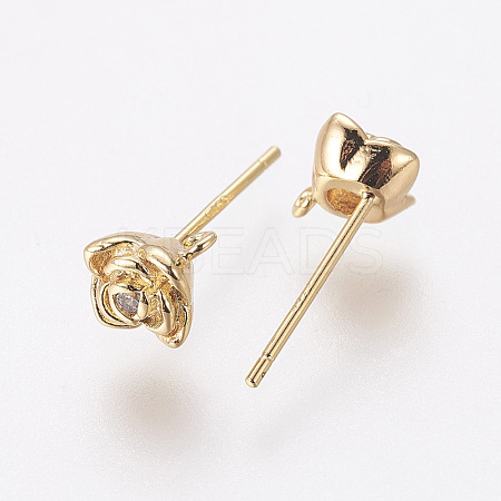 Brass Stud Earring Findings KK-E768-13G-1