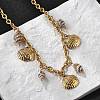 Summer Beach 304 Stainless Steel & Shell Pendant Necklaces NJEW-Z061-09G-3