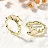 Oval Brass Cat Eye Cuff Rings for Women RJEW-U042-01G-01-3
