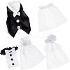 2 Sets 2 Style Organza & Cloth Bride and Groom Wine Bottle Cover AJEW-CA0002-44-7