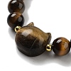 Round & Cat Head Natural Tiger Eye Beaded Stretch Bracelets for Women BJEW-K251-03D-3