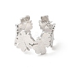 304 Stainless Steel Maple Leaf Open Cuff Ring for Women RJEW-E063-18P-2
